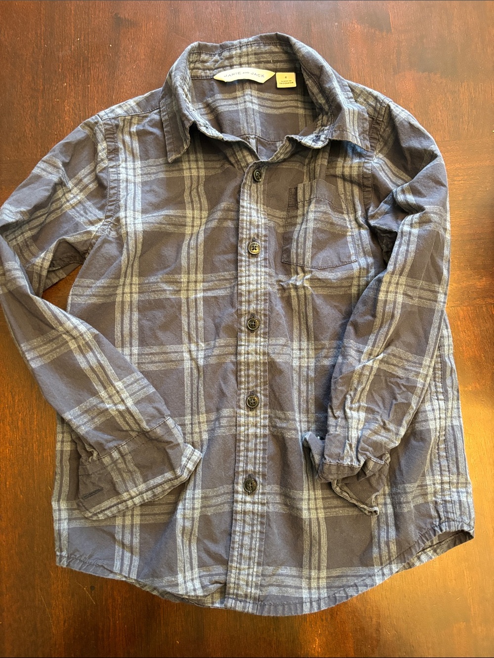 Janie and Jack Navy Plaid Button-Up Shirt